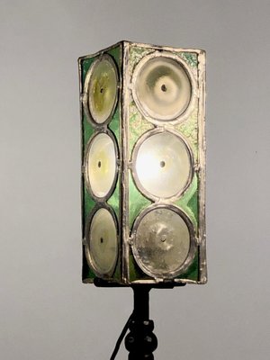 Table Lamp in Wrought Iron and Stained Glass from Loir Et Cher, France, 1960s-NLF-1719192