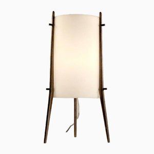 Table Lamp or Tripod Night Light in White and Teak from Alfapplex, Italy, 1950s-NLF-1719234