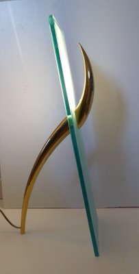 Table Lamp + Sconce Richard Derquet Lucien Gau France Antilope Large Format, 1980s, Set of 2-AWL-1074347