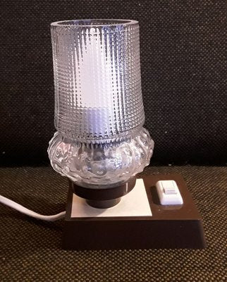 Table Lamp with Brown and Cream White Plastic, 1960s-HOI-753940