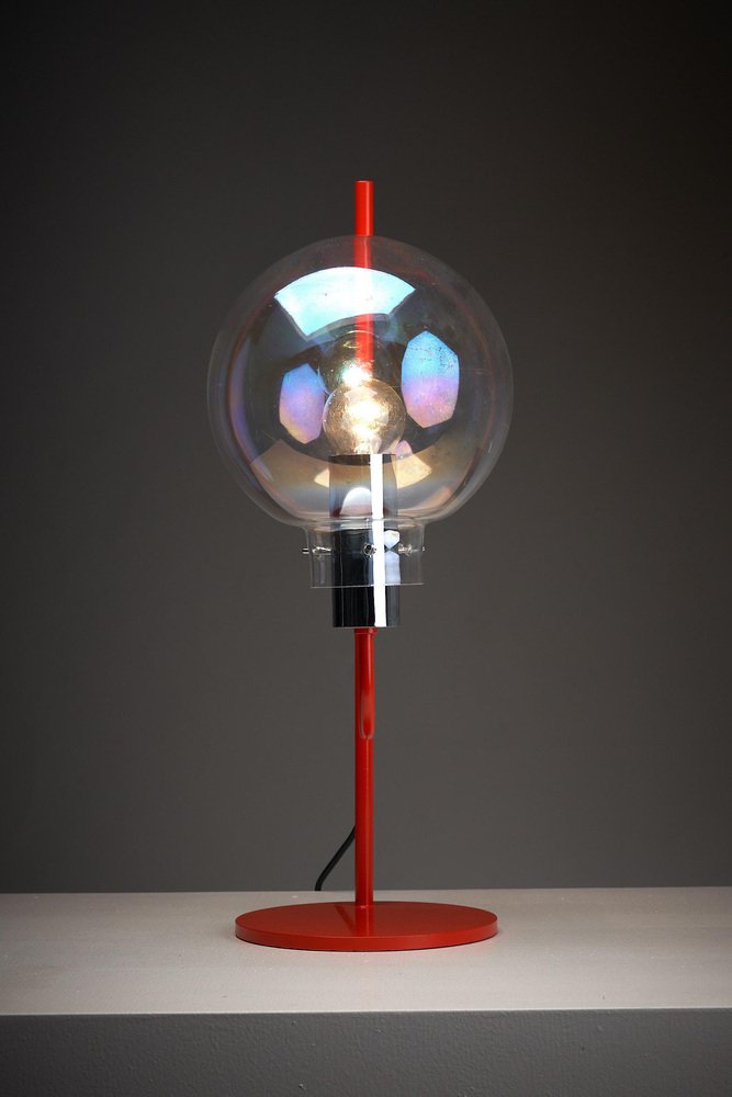 Table Lamp with Clear Iridescent Glass Sphere for Bag Turgi, 1960s