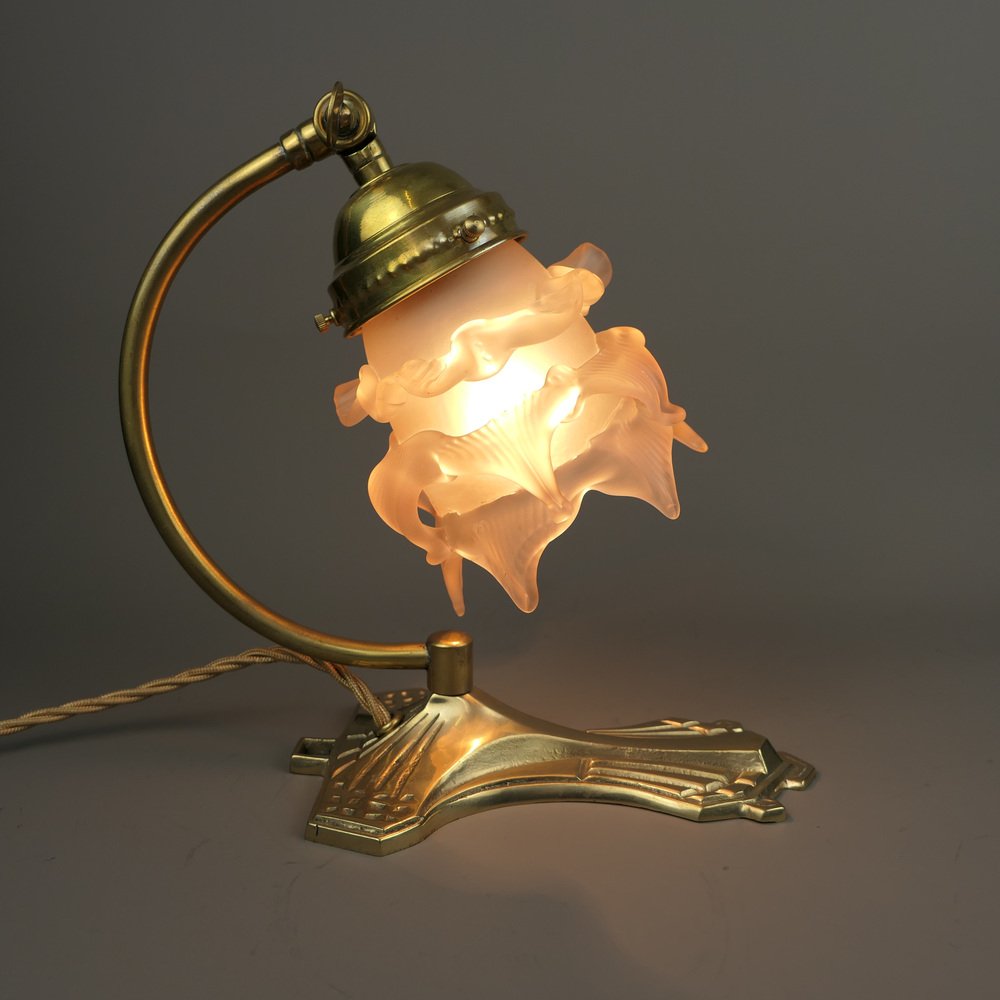 Table Lamp with Glass Shade, 1920s