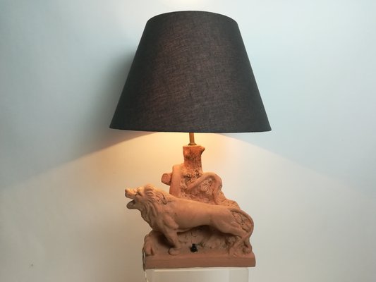 Table Lamp with Lion, Italy, 1950s-KDB-1300034