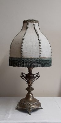 Table Lamp with Ornate Brass Base and Segmented Fabric Shade-HOI-1727623