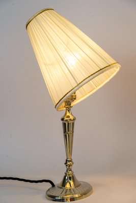 Table Lamps Alpaca with Oval Base and Fabric Shades, Vienna, 1920s, Set of 2-SPD-1702622