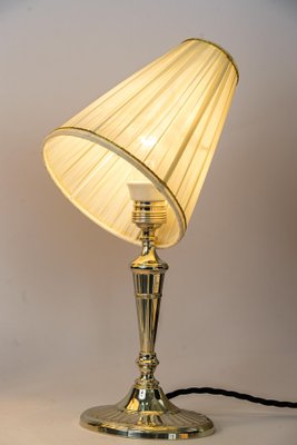 Table Lamps Alpaca with Oval Base and Fabric Shades, Vienna, 1920s, Set of 2-SPD-1702622