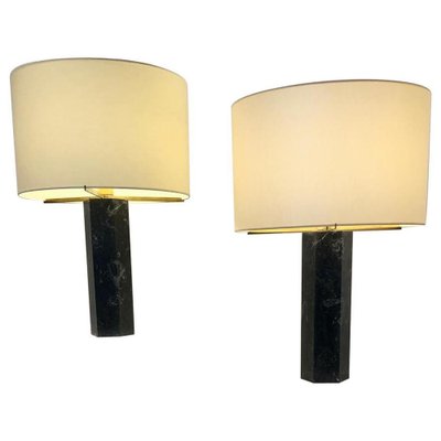 Table Lamps in Black Marble by Jules Wabbes, Set of 2-NJJ-955159