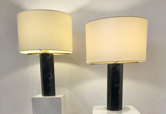 Table Lamps in Black Marble by Jules Wabbes, Set of 2-NJJ-955159