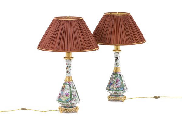 Table Lamps in Canton Porcelain, 1880s, Set of 2-CEJ-667514