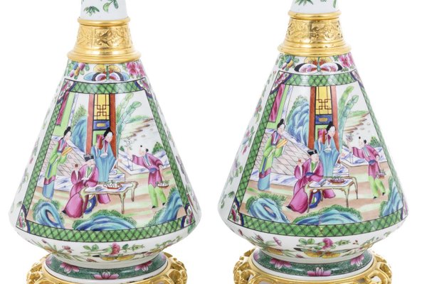 Table Lamps in Canton Porcelain, 1880s, Set of 2-CEJ-667514