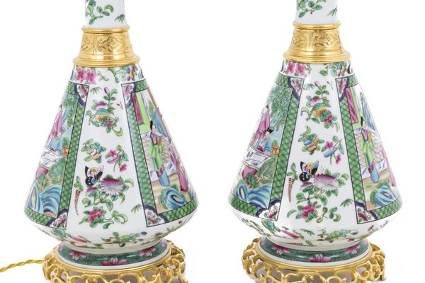 Table Lamps in Canton Porcelain, 1880s, Set of 2-CEJ-667514