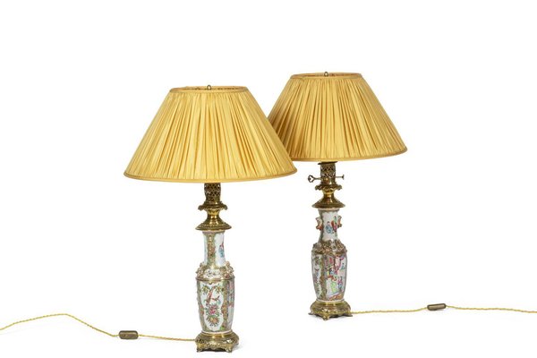 Table Lamps in Canton Porcelain and Bronze, 1880s, Set of 2-CEJ-1776432