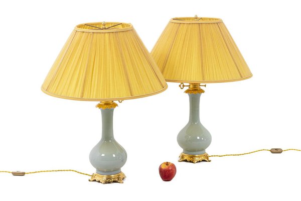 Table Lamps in Céladon Porcelain and Gilt Bronze, 1880s, Set of 2-CEJ-1324247