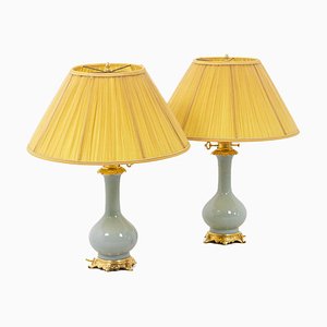 Table Lamps in Céladon Porcelain and Gilt Bronze, 1880s, Set of 2-CEJ-1324247