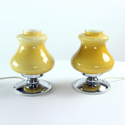 Table Lamps in Cream Opaline & Chrome, Bulgaria, 1960s, Set of 2-UL-1259013