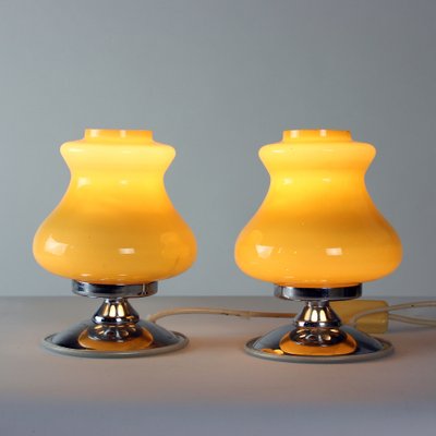 Table Lamps in Cream Opaline & Chrome, Bulgaria, 1960s, Set of 2-UL-1259013