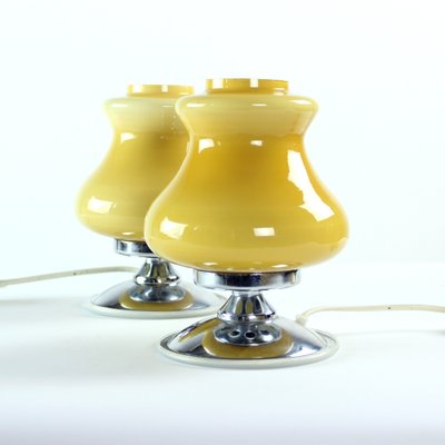 Table Lamps in Cream Opaline & Chrome, Bulgaria, 1960s, Set of 2-UL-1259013