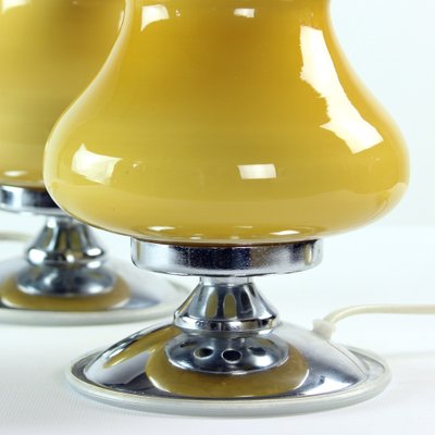 Table Lamps in Cream Opaline & Chrome, Bulgaria, 1960s, Set of 2-UL-1259013