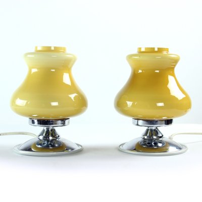 Table Lamps in Cream Opaline & Chrome, Bulgaria, 1960s, Set of 2-UL-1259013