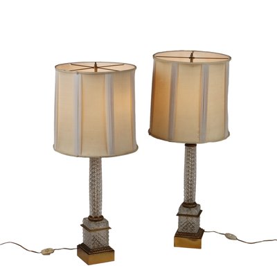 Table Lamps in Cut Crystals with Bronze Lampshades, 1900s, Set of 2-VMM-1724763