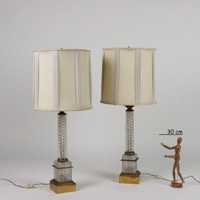 Table Lamps in Cut Crystals with Bronze Lampshades, 1900s, Set of 2-VMM-1724763