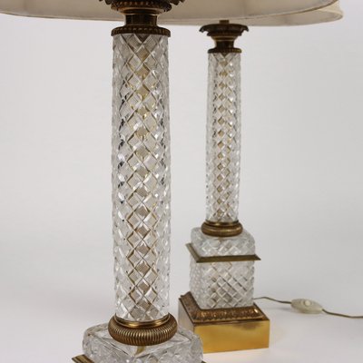 Table Lamps in Cut Crystals with Bronze Lampshades, 1900s, Set of 2-VMM-1724763