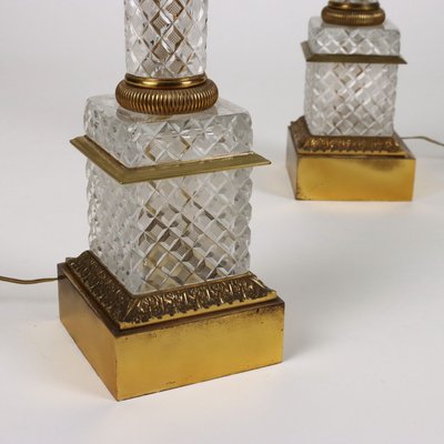 Table Lamps in Cut Crystals with Bronze Lampshades, 1900s, Set of 2-VMM-1724763