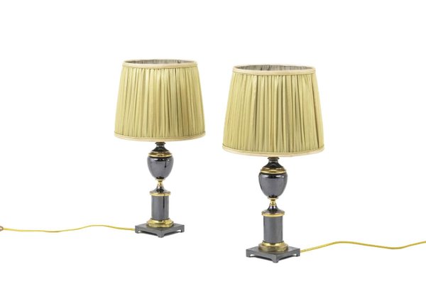 Table Lamps in Gilt and Metallic Grey Bronze, 1970s, Set of 2-CEJ-667121