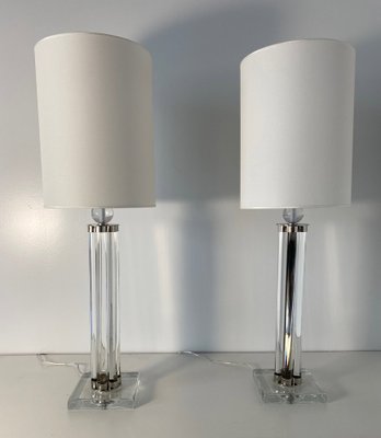 Table Lamps in Murano Glass and Chrome with White Lampshade, 2000s, Set of 2-FF-1404549