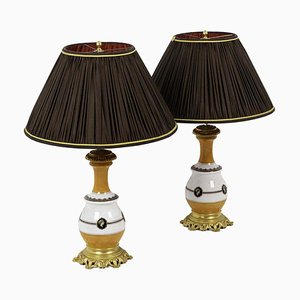 Table Lamps in Orange and White Porcelain, 1880s, Set of 2-CEJ-689043