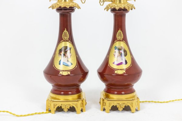 Table Lamps in Porcelain and Bronze by Madeleine Castaing, 1880s, Set of 2-CEJ-1186732