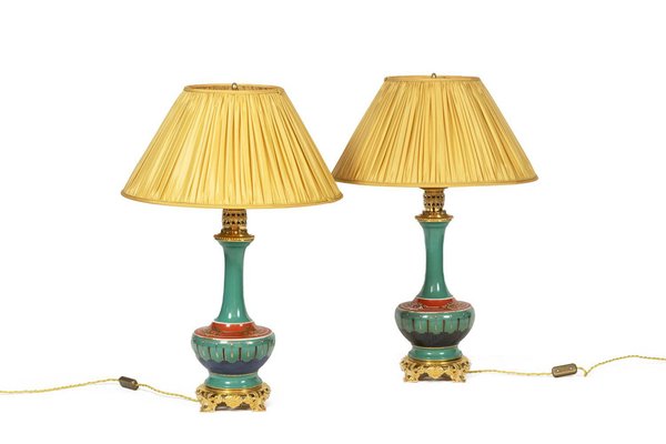 Table Lamps in Porcelain and Gilded Bronze, 1850s, Set of 2-CEJ-1776433