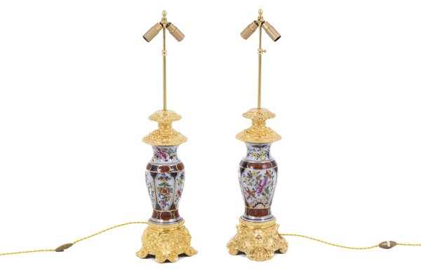 Table Lamps in Porcelain and Gilt Bronze, 1880s, Set of 2-CEJ-668680