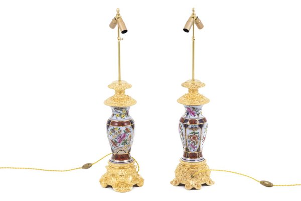 Table Lamps in Porcelain and Gilt Bronze, 1880s, Set of 2-CEJ-668680