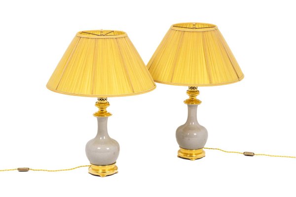 Table Lamps in Porcelain of Céladon and Bronze, 1880s, Set of 2-CEJ-1186731