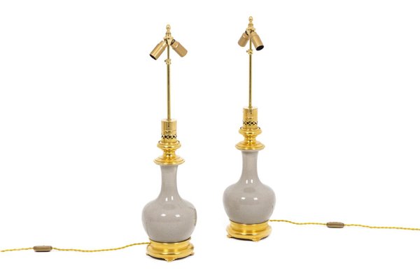 Table Lamps in Porcelain of Céladon and Bronze, 1880s, Set of 2-CEJ-1186731