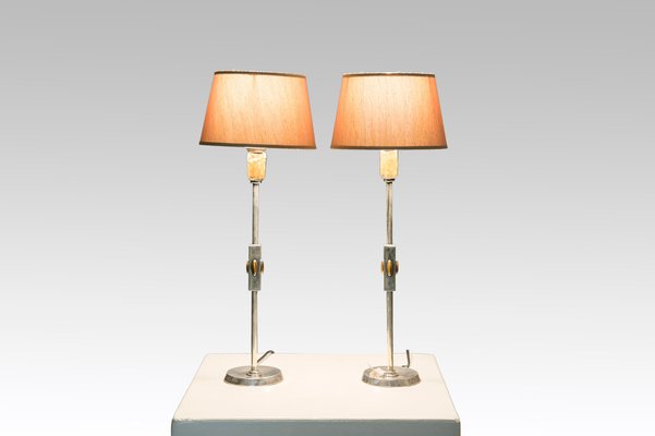 Table Lamps in Silver and Tiger's Eye, 1960s, Set of 2-NJJ-955148