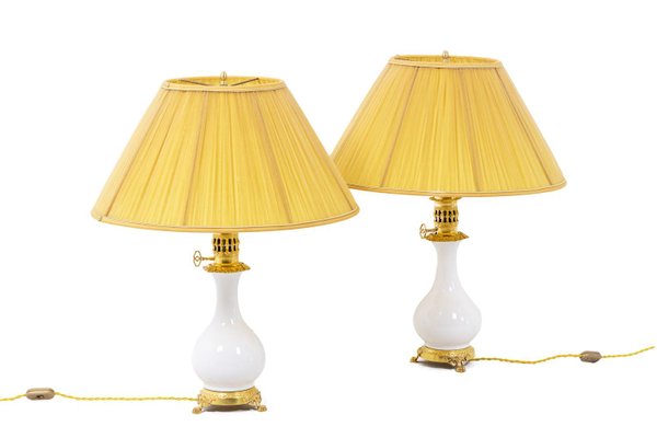 Table Lamps in White Porcelain and Bronze, 1880s, Set of 2-CEJ-1325365