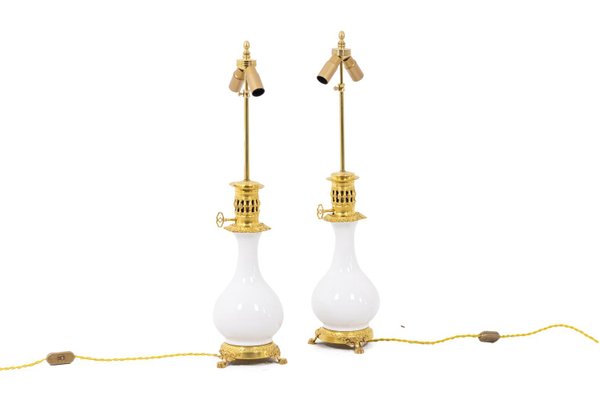 Table Lamps in White Porcelain and Bronze, 1880s, Set of 2-CEJ-1325365