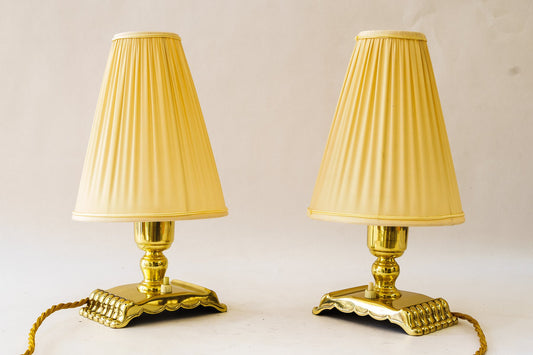 Table Lamps with Fabric Shades, 1950s, Set of 2