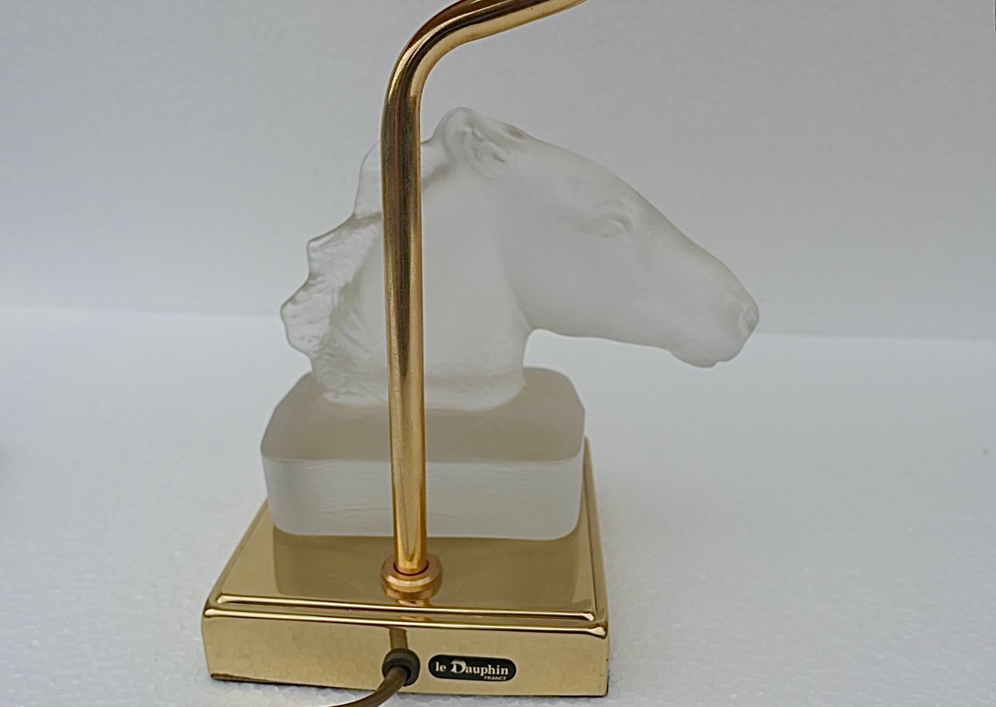 Table Lamps with Glass Horse Head by Maison Le Dauphin, 1970s, Set of 2