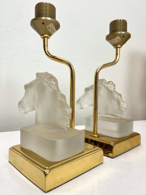 Table Lamps with Glass Horse Head by Maison Le Dauphin, 1970s, Set of 2-WZZ-1719363