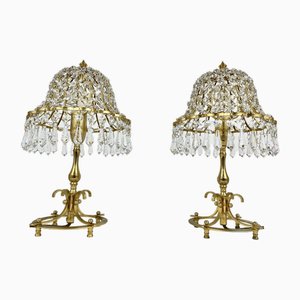 Table Lamps with Lead Crystal Shades, France, 1960s, Set of 2-GYX-1741603