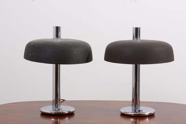 Table Lamps with Steel Base, 1960s, Set of 2-SFD-1162622