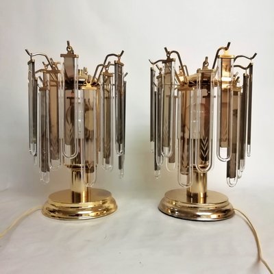 Table Lamps with Vertical Rigid Glass, 1980s, Set of 2-RGF-780832