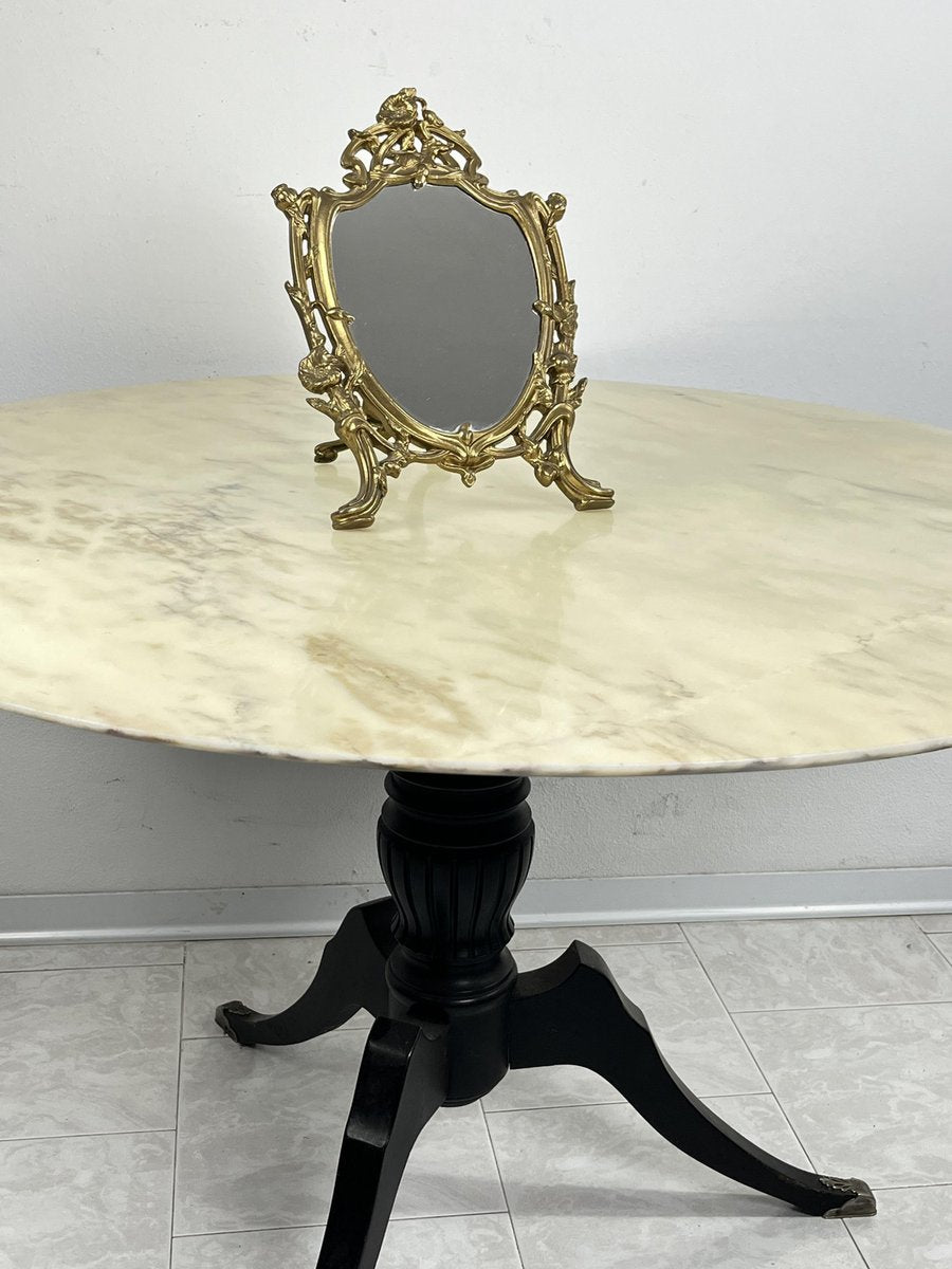 Table Mirror in Worked Brass, Italy, 1960s