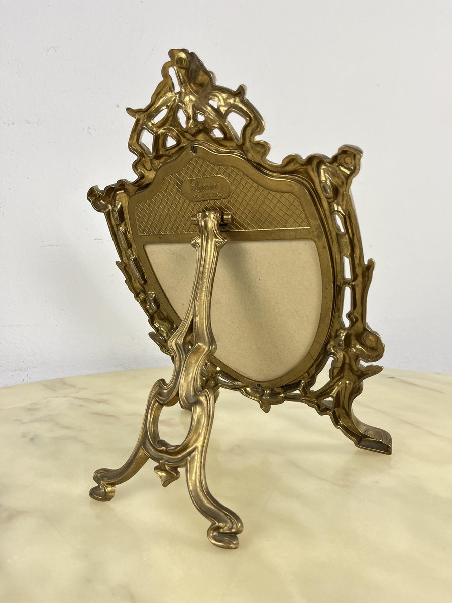 Table Mirror in Worked Brass, Italy, 1960s