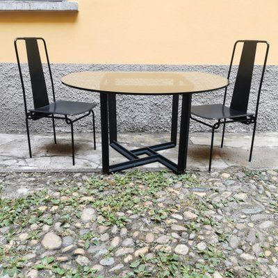 Table with Metal Base and Glass Top-VJY-1017450