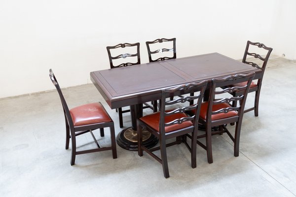 Table with Naval Chairs, 1980, Set of 7-KNM-1741597