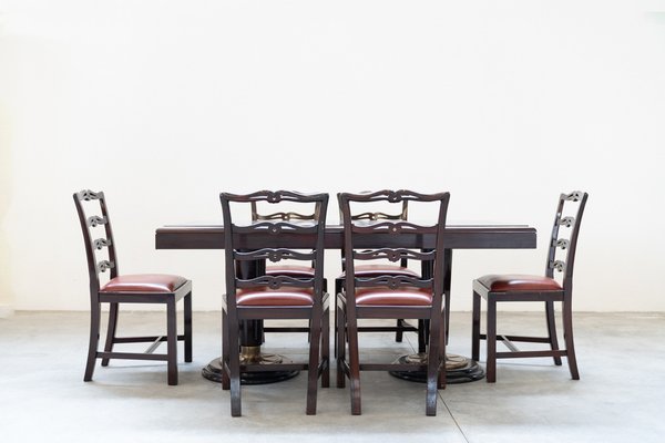 Table with Naval Chairs, 1980, Set of 7-KNM-1741597